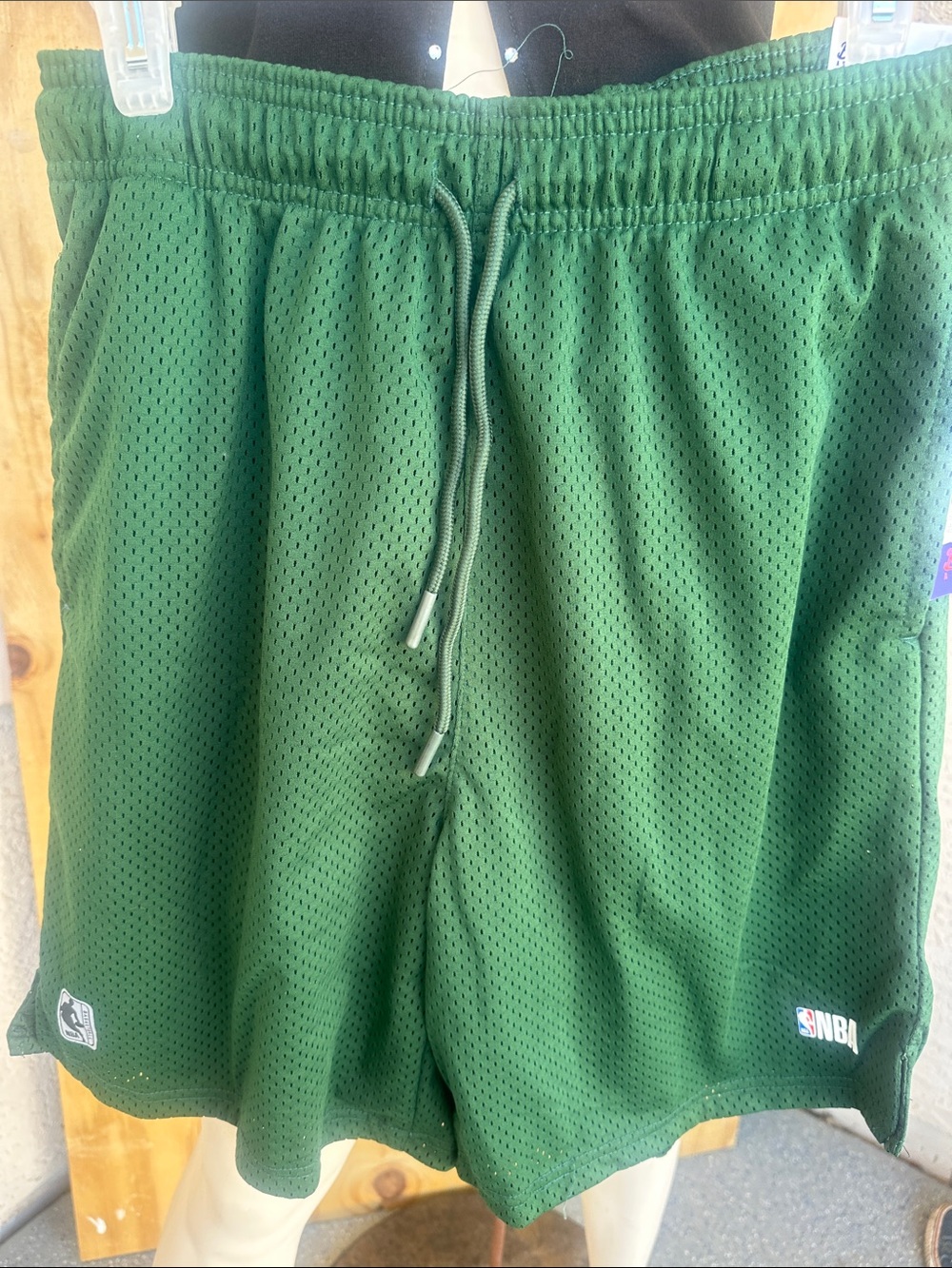 NBA Dark Green Mesh Athletic Shorts with Drawstring